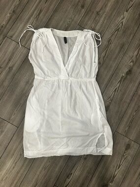 Lauren Ralph Lauren White Swim Coverup V-Neck Tie Shoulders